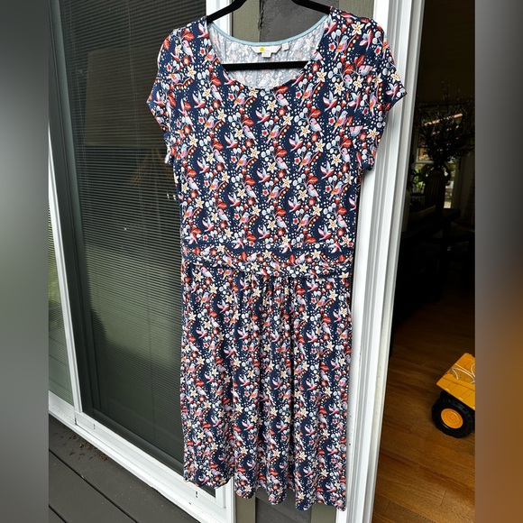 Boden Women’s Multicolored Amelie Jersey Knit Bird Floral Dress Size 10 - Picture 1 of 8